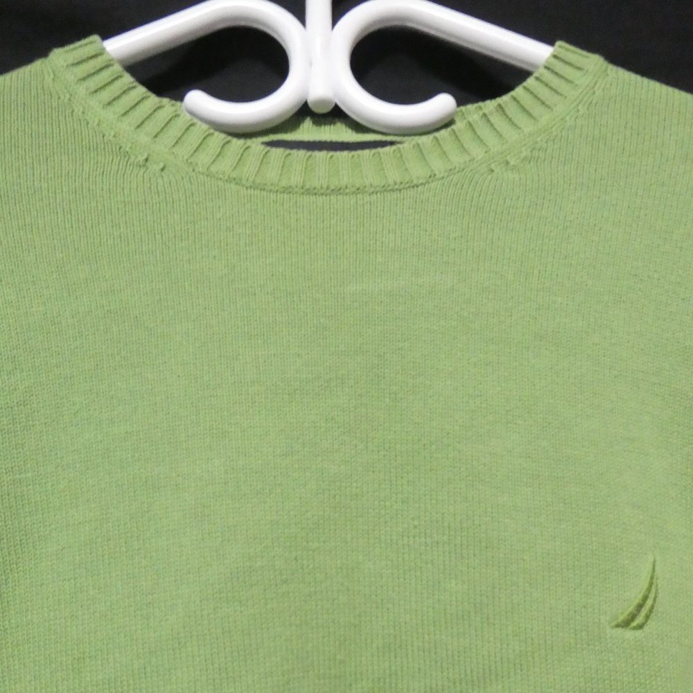 NAUTICA | medium | 100% Cotton | Green Knit Crewneck Sweater | EUC - Picture 4 of 16
